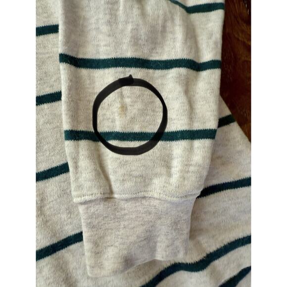 Vintage Eddie Bauer Rugby Shirt Men's MT Cream Green Stripe,Rugby 90s EUC - Picture 10 of 10